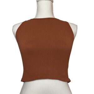 Free People Intimately‎ Cropped Tank Top Brown Size S Fitted Stretch Layering